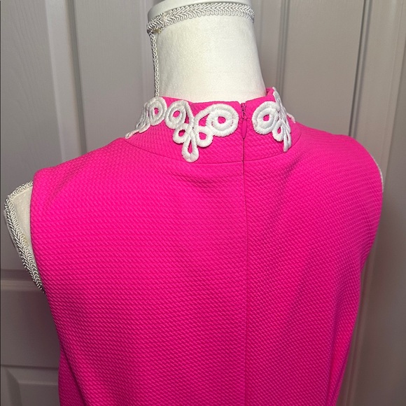 Vince Camuto NWT Appliqué Sleeveless Shift Dress Hot Pink & White Women Size 14 - Picture 6 of 15